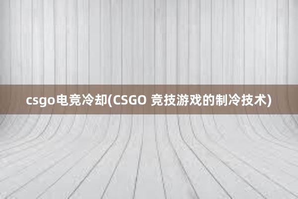 csgo电竞冷却(CSGO 竞技游戏的制冷技术)