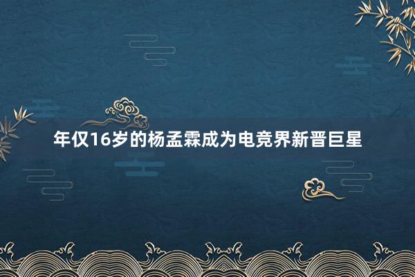 年仅16岁的杨孟霖成为电竞界新晋巨星